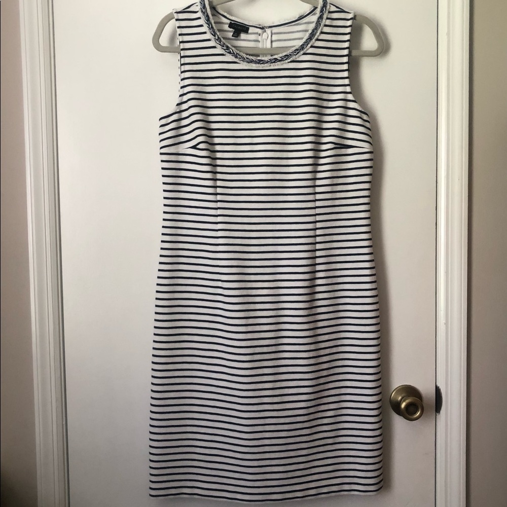 TALBOTS Navy Stripes Sleeveless Midi Dress Size 6